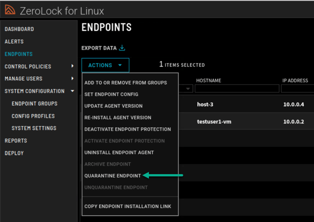 Actions Drop Down Quarantine 2.0.1