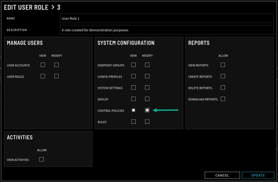 Control Policies View Modify 2.0.1