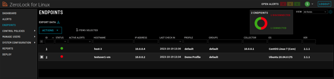 Disconnected Endpoint Main Screen 2.0.1