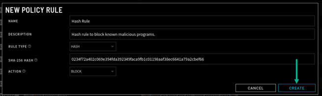 Policy Method Hash Rule Creation 2.0.1-1