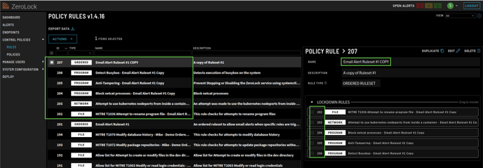 Policy Rule 207 Email Alert Ruleset 1 COPY