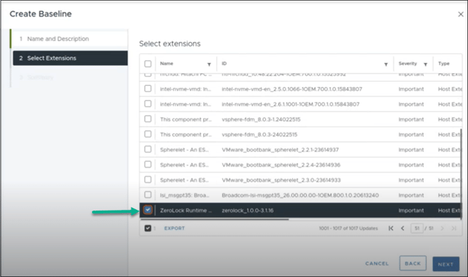 Select Runtime Extension NEXT-1