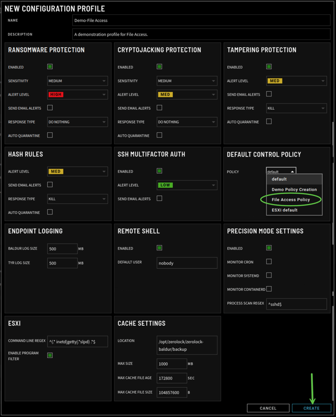 Step_2_New Config Profile_Default Control Policy